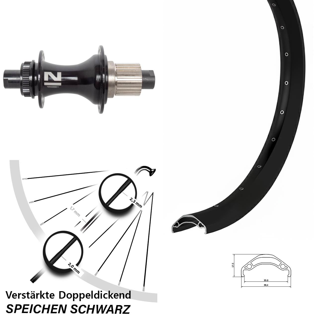 29 Zoll Ryde Disc 35 Novatec D462 Hinterrad Centerlock 12x148 Shimano Micro Spline