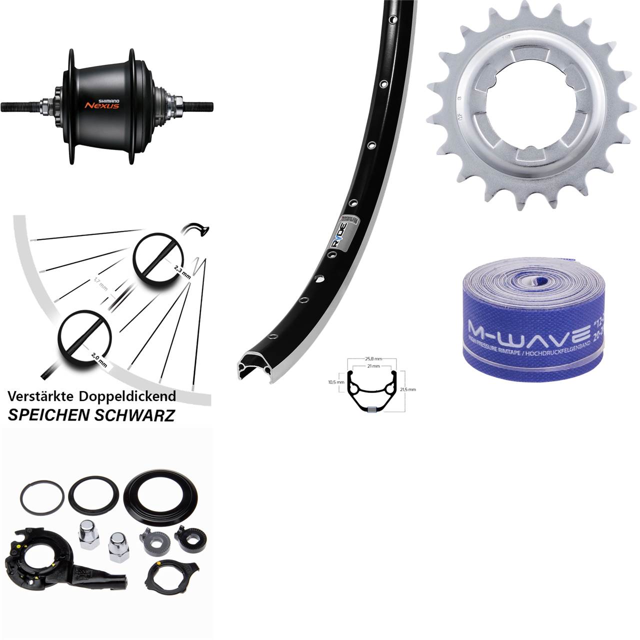 28 Zoll Hinterrad Shimano 7 Gang SG-C3001 Freilauf Ryde Zac 421
