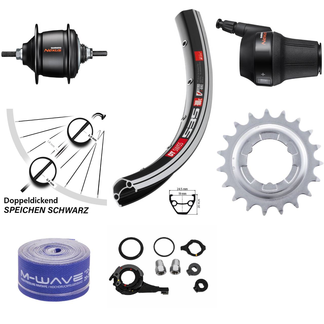 28 Zoll Shimano Nexus 8 Gang DT Swiss 535 Hinterrad mit Freilauf