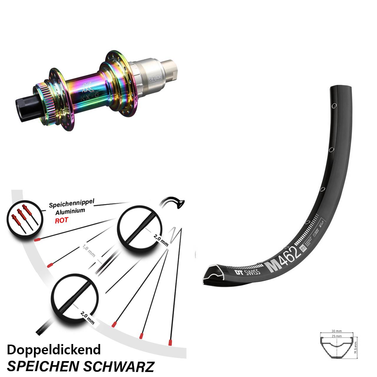 Centerlock Hinterrad 12x142 650B DT Swiss M462 KX-G Oilslick