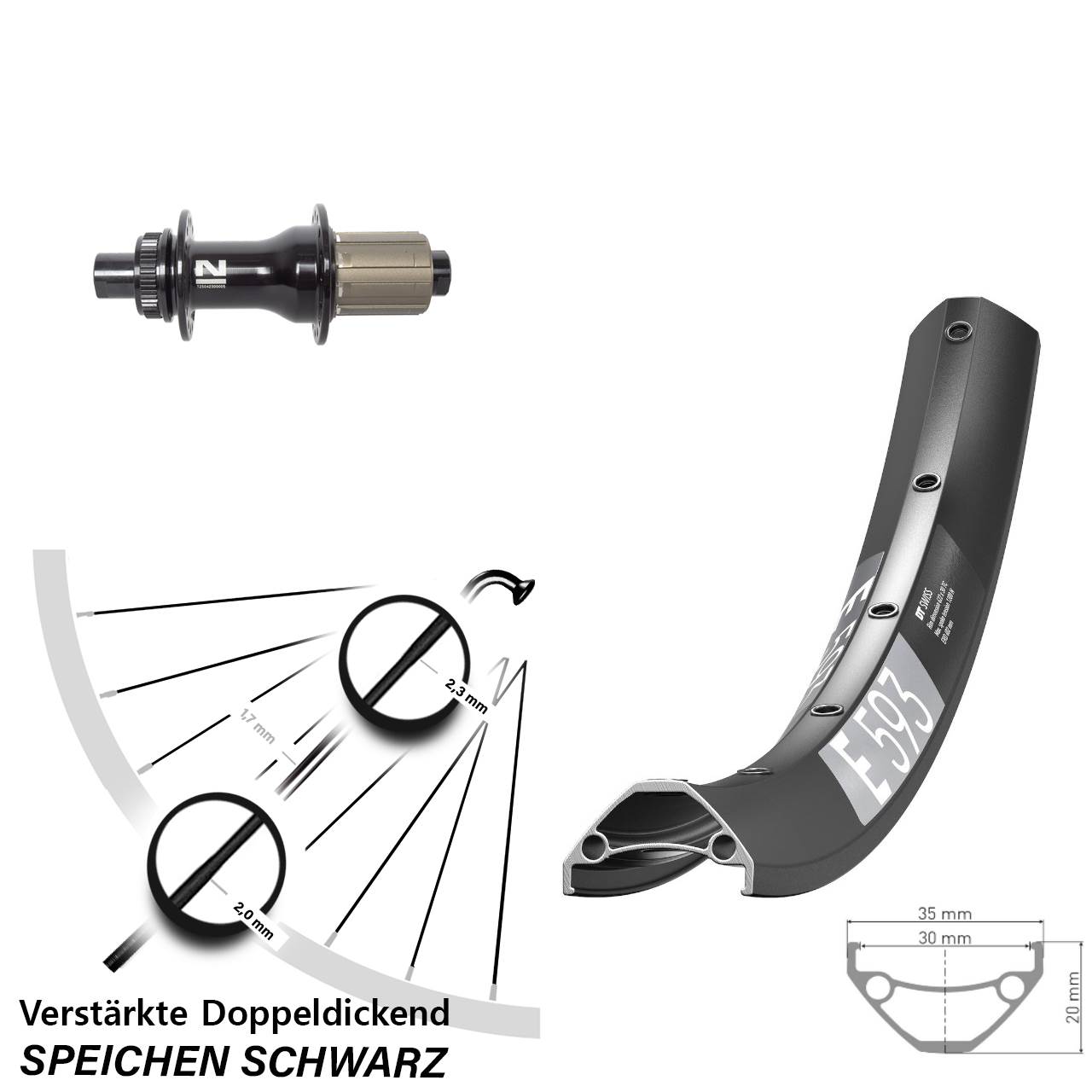 DT Swiss E 593 Novatec D792 29 Zoll Disc Hinterrad 12x142 8-12 fach HG