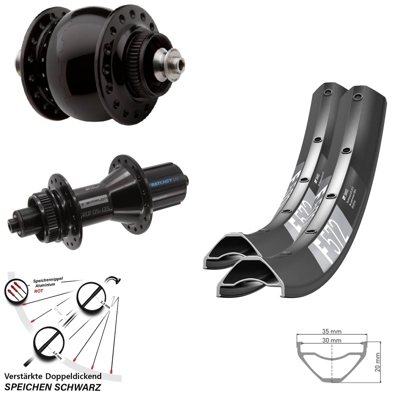 27,5 Zoll DT Swiss F 572 370 Hybrid SON delux Disc Laufradsatz QR 8-11 fach HG