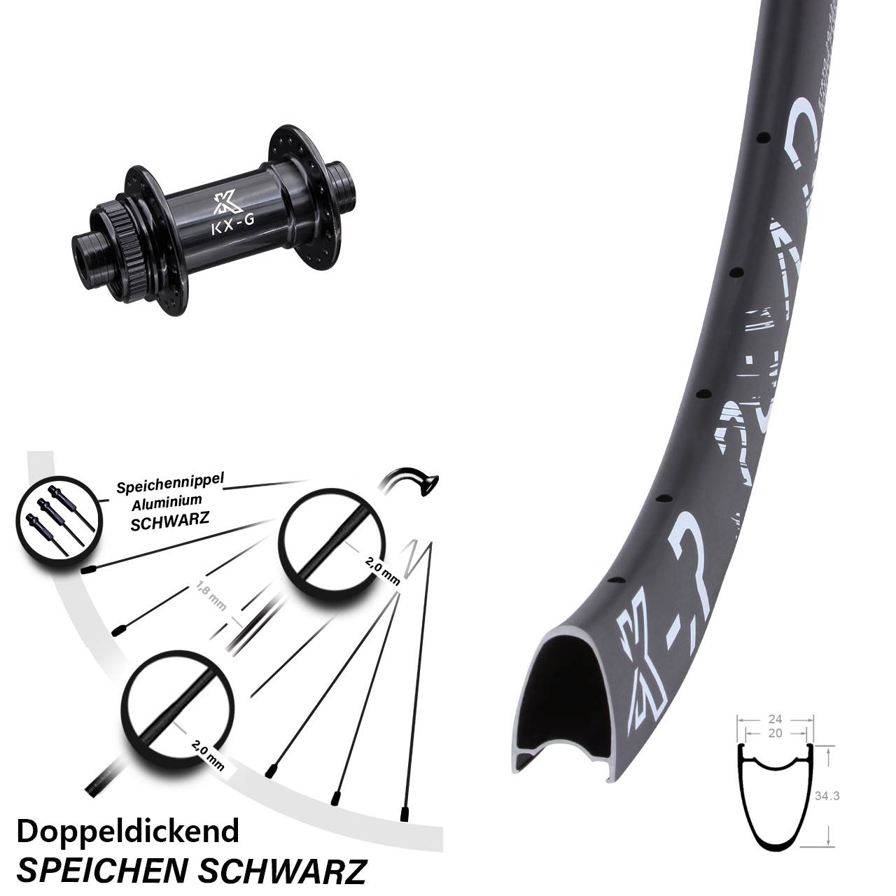 KX-GR Road 28 Zoll Disc Laufrad 12x100