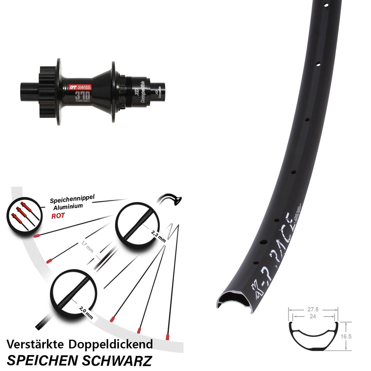 Disc Hinterrad 12x142 28-29 Zoll KX-R Race DT Swiss 370 XD