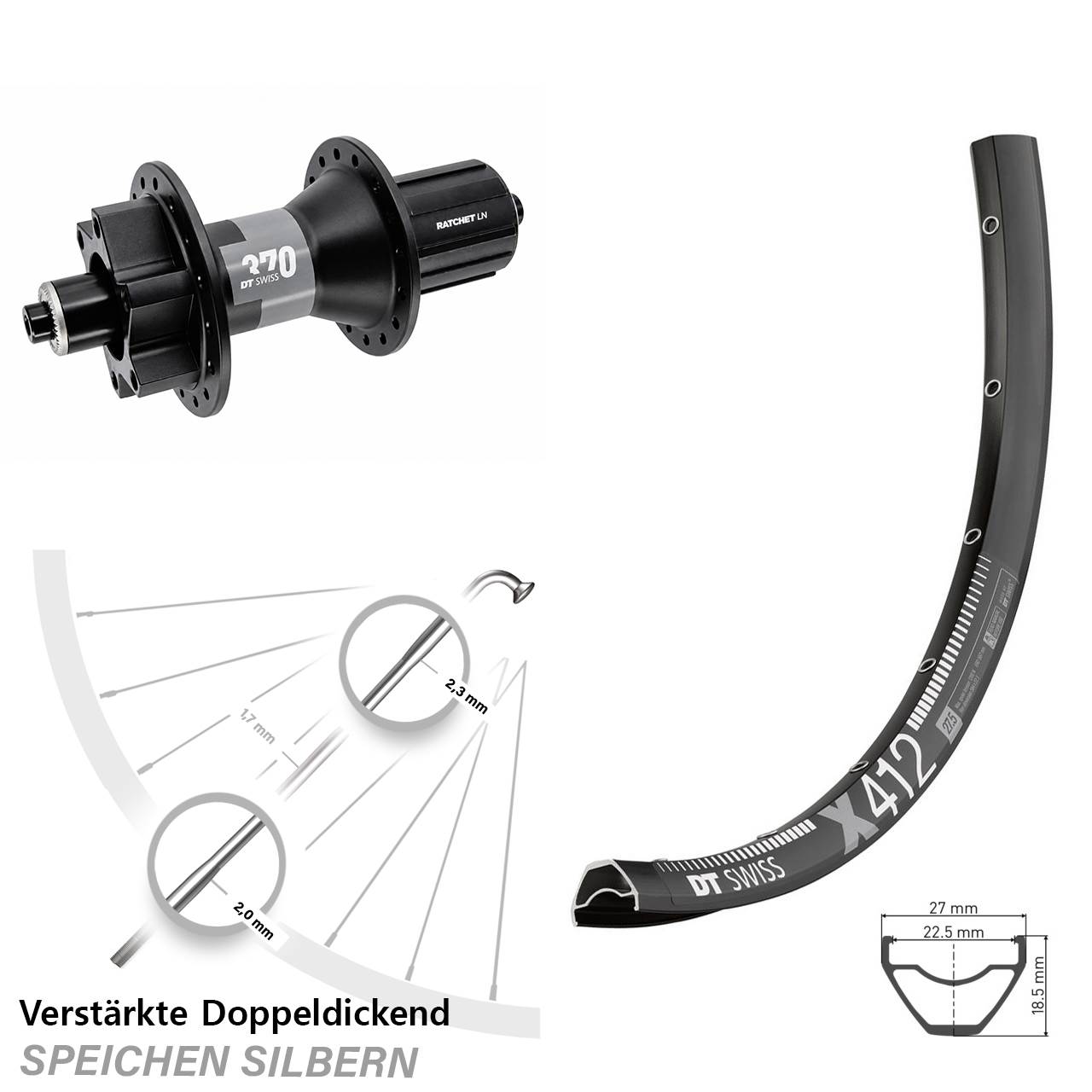Disc 29 Zoll Hinterrad DT Swiss X 412-370 8-11 fach QR