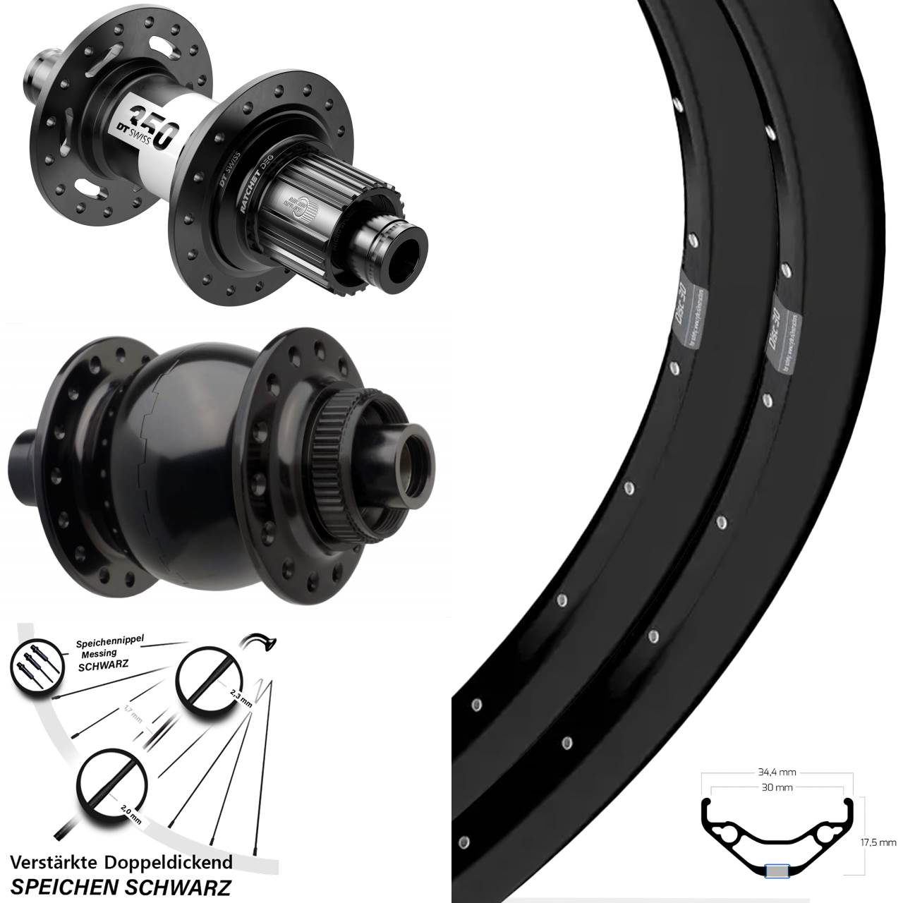 Centerlock Laufradsatz Boost 29 Zoll Ryde Disc 30 DT Swiss 350 DEG 72 SON 28 Micro Spline