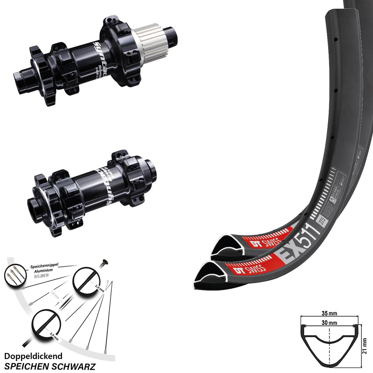 DT Swiss EX 511 Laufradsatz MTB 27,5 Zoll Syntace Boost Micro Spline