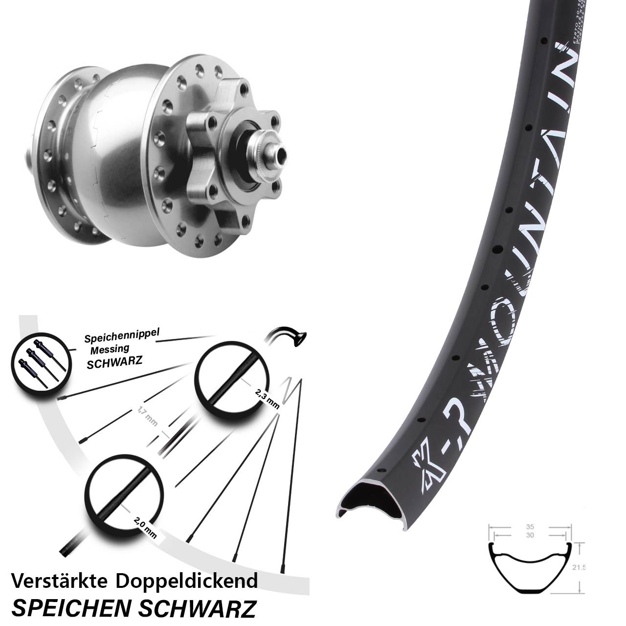 KX-R Mountain SON 28 27,5 Zoll Vorderrad Disc 6-Loch mit Nabendynamo QR
