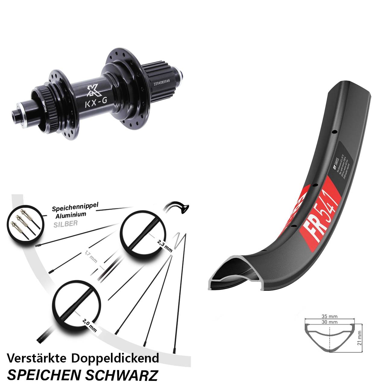 29 Zoll DT Swiss FR541 KX-GS Heavy Duty Disc Laufrad QR Shimano Micro Spline