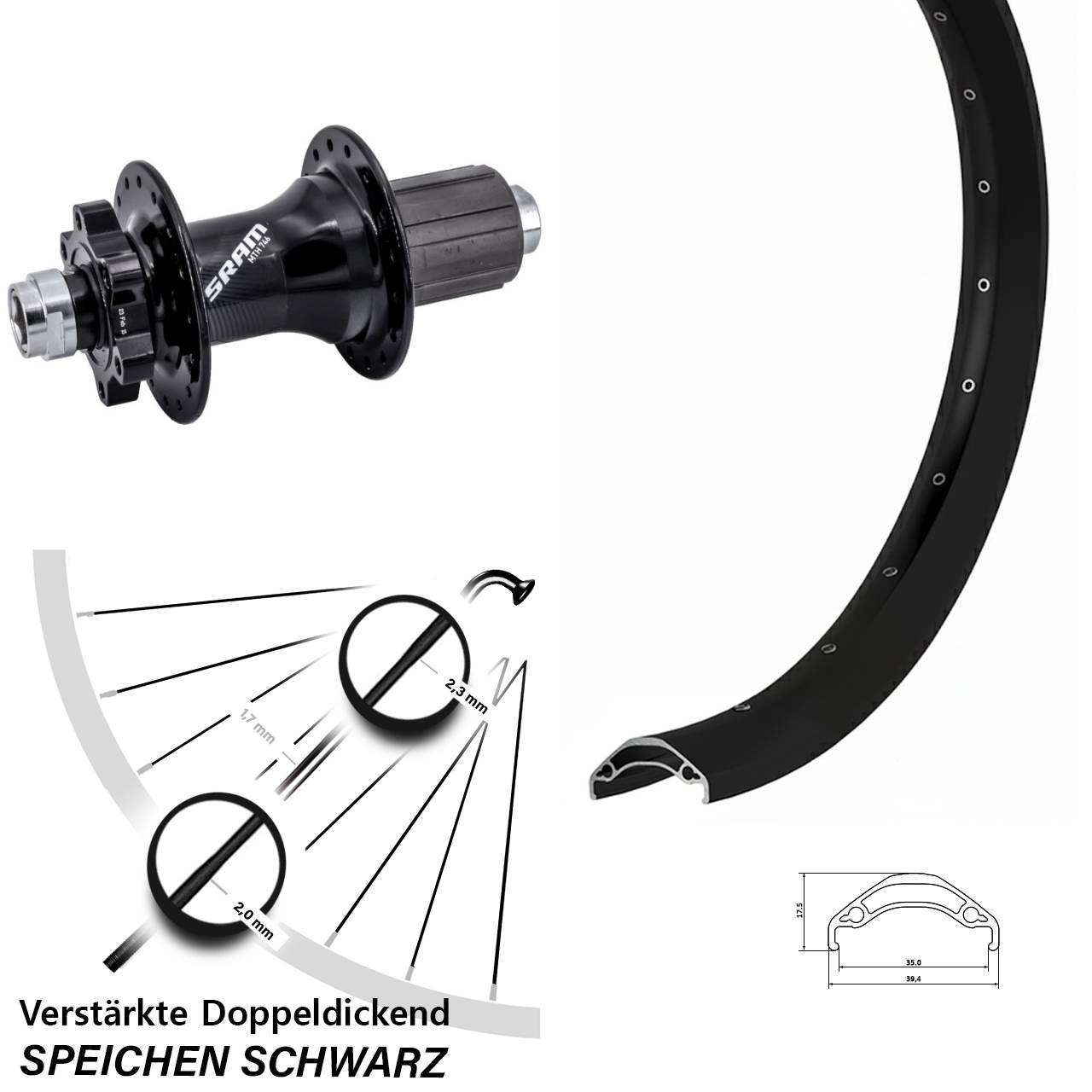Ryde Disc 35 Sram 746 29 Zoll Laufrad 12x148 8-11 fach HG