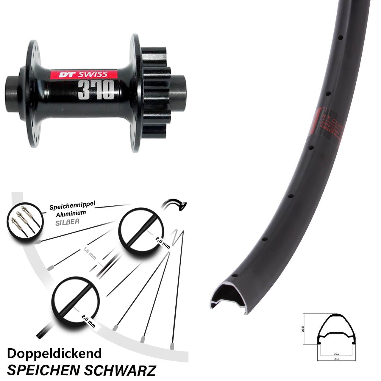 Disc Vorderrad 27,5 Zoll KX Clue DT Swiss 370 12x100