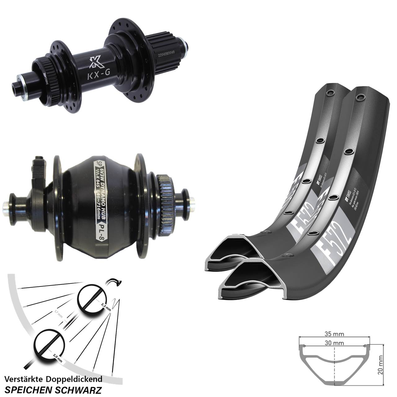 DT Swiss F572 KX-GS verstärkt Shutter Precision PL-8 650B Disc Laufradsatz QR Micro Spline