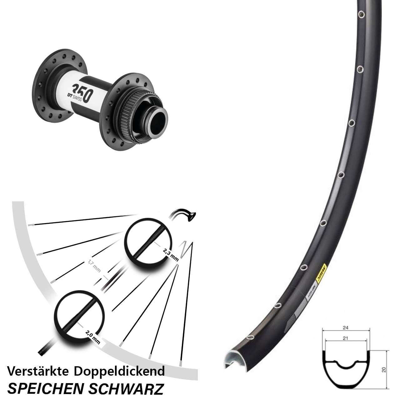 Disc Laufrad 29 Zoll Mavic XC621 DT Swiss 350 15x100
