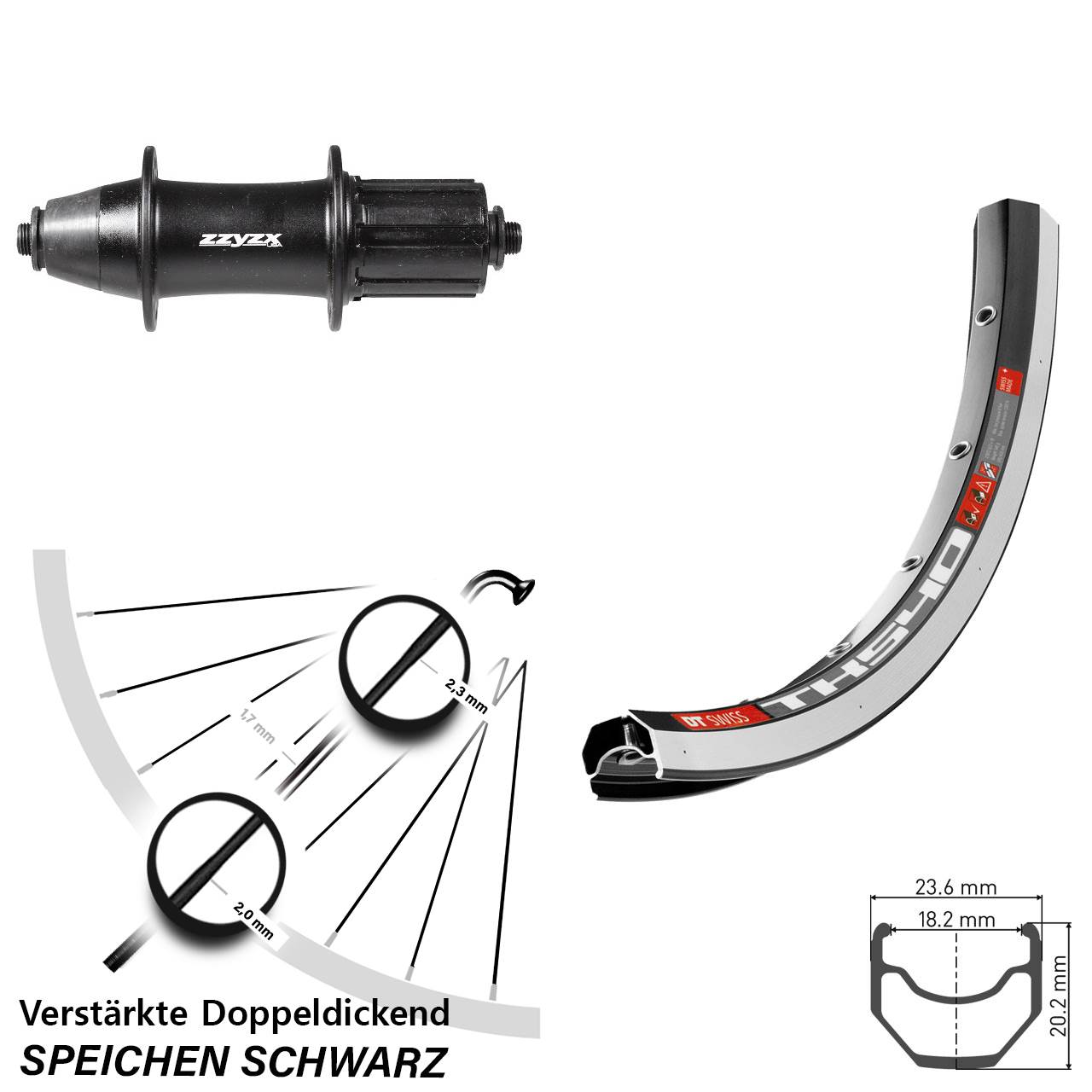 Hinterrad 28 Zoll DT Swiss TK 540 Formula OV-32 8-11 fach QR
