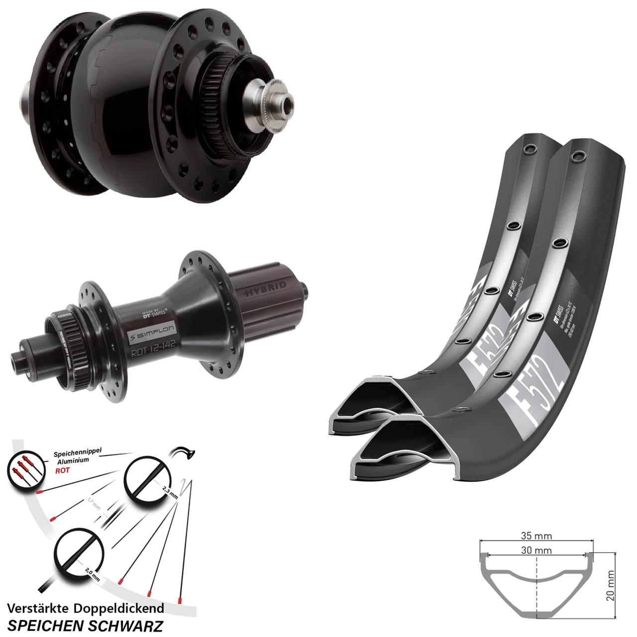 DT Swiss F 572 370 Hybrid SON 28 27,5 Zoll Disc Laufradsatz QR 8-11 fach HG