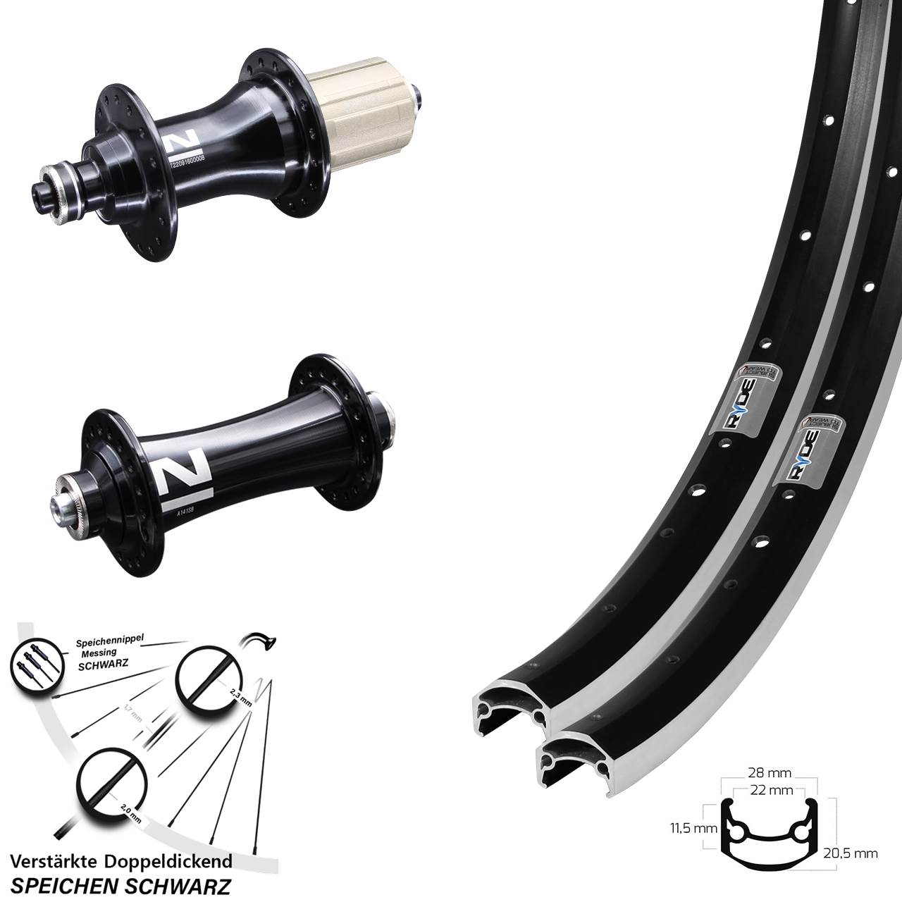 27,5 Zoll Ryde Andra 35 Novatec A141SB F162 Laufradsatz für Schnellspanner 8-12 fach HG