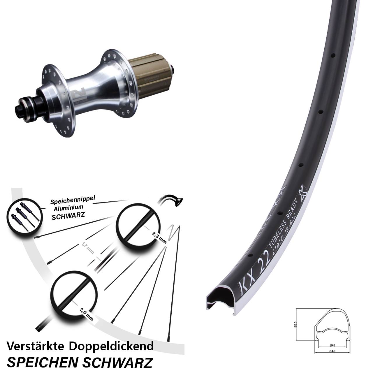 KX 22 OS Novatec F162 28 Zoll Laufrad hinten für Schnellspanner 8-12 fach HG