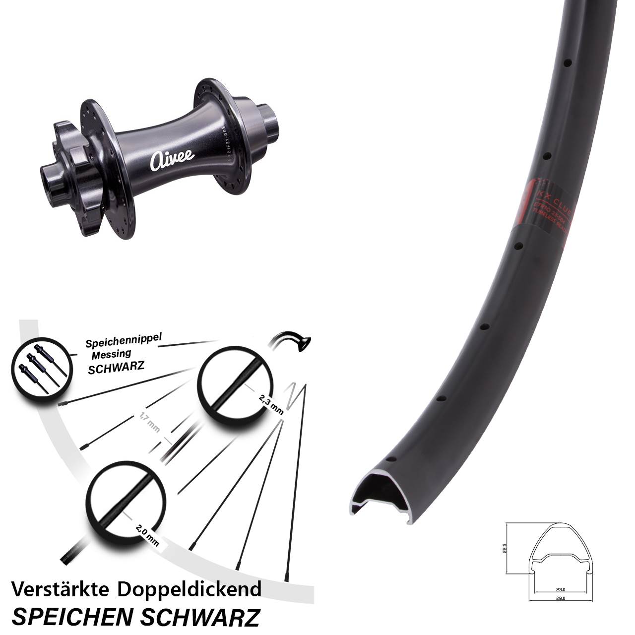KX Clue Aivee Classic 650B Vorderrad 6-Loch 15x110 Boost