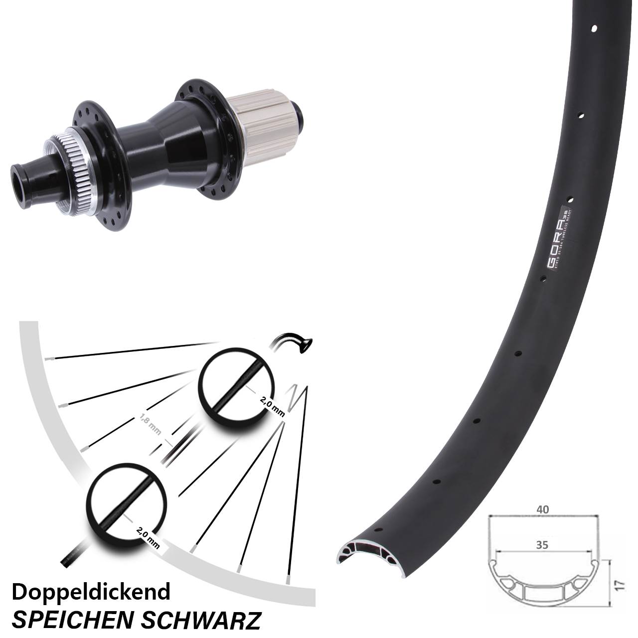 Gora 35 Novatec CL-142 27,5 Zoll Disc Hinterrad 12x142 8-12 fach HG