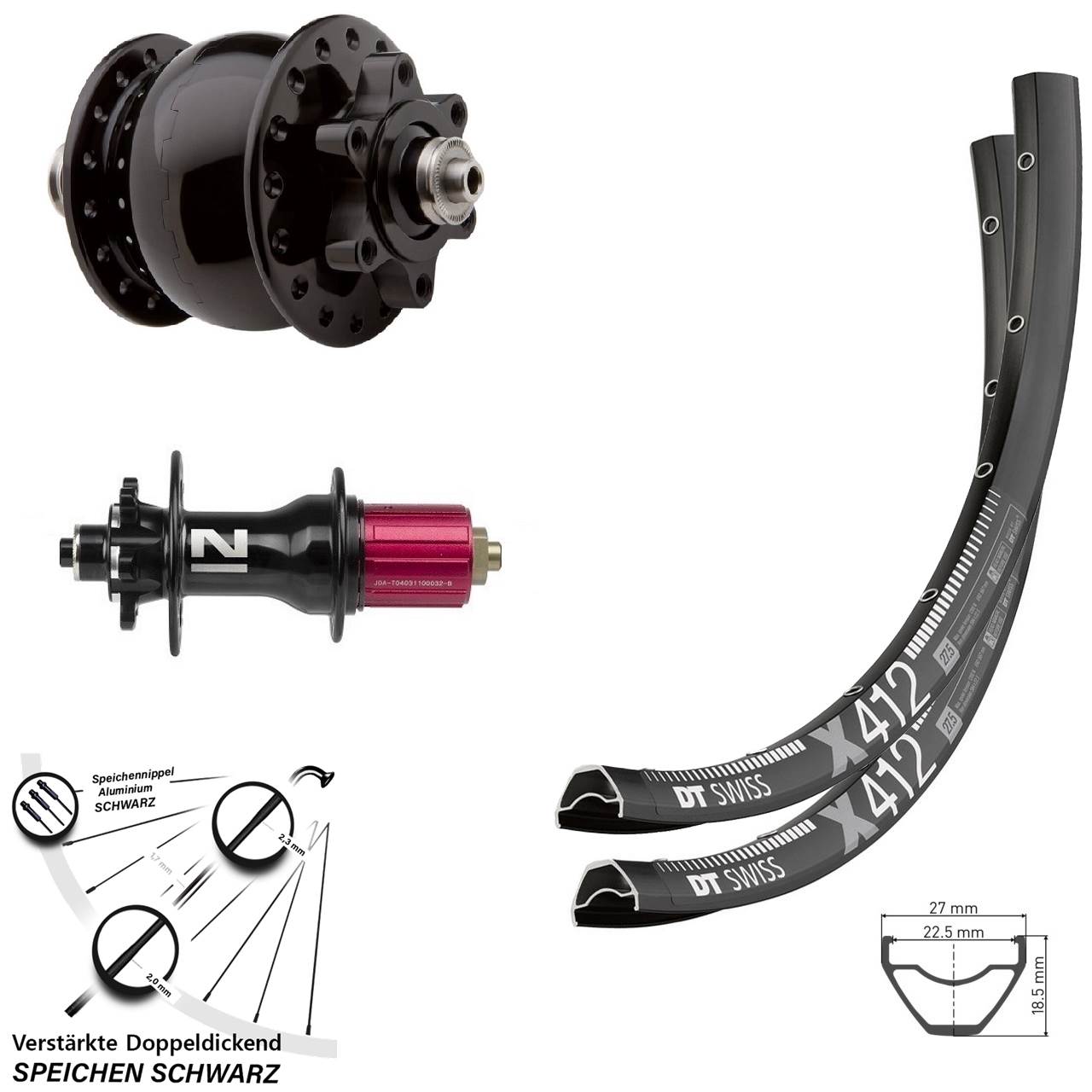 6-Loch 29 Zoll Laufradsatz QR DT Swiss X 412 Novatec Superlight SON 28 8-12 fach