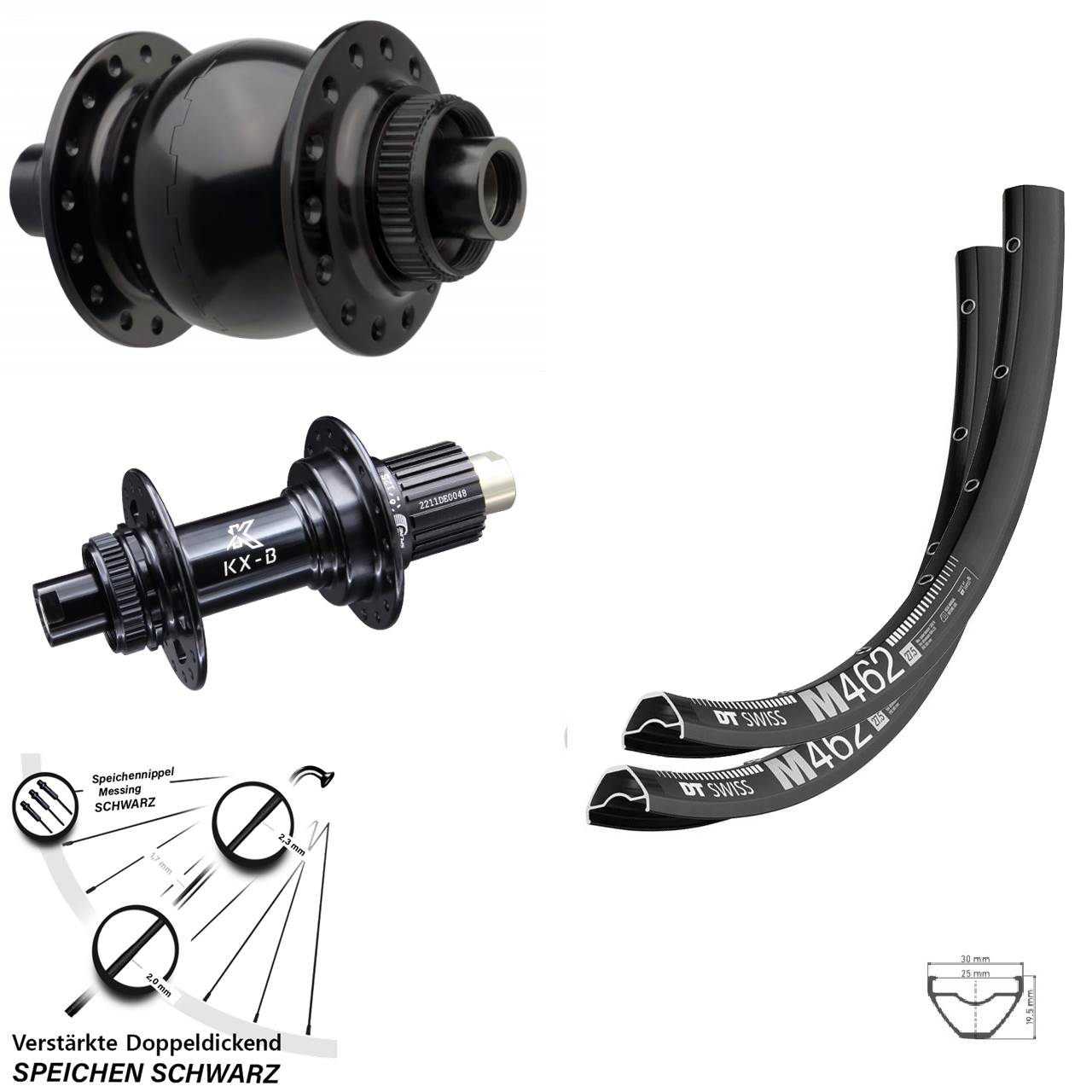 DT Swiss M462 KX-B SON 28 27,5 Zoll Disc Laufradsatz 15x110 12x148 Boost Micro Spline