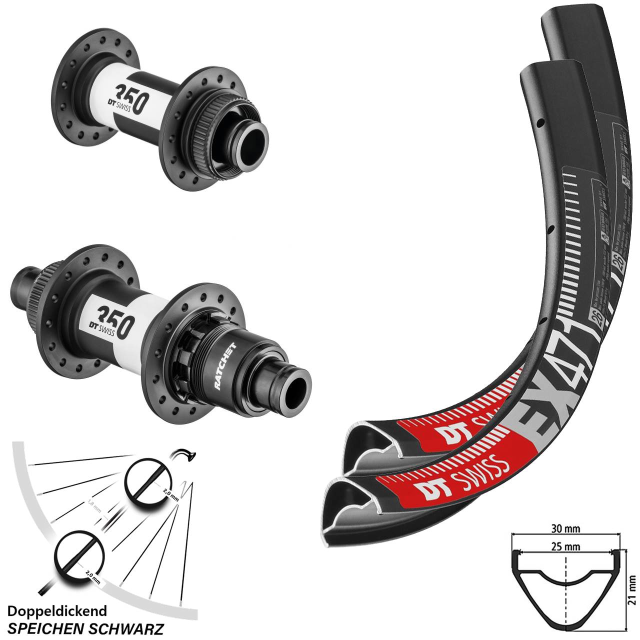 DT Swiss EX 471 350 XDR 27,5 Zoll Centerlock Laufradsatz 15x100 12x142