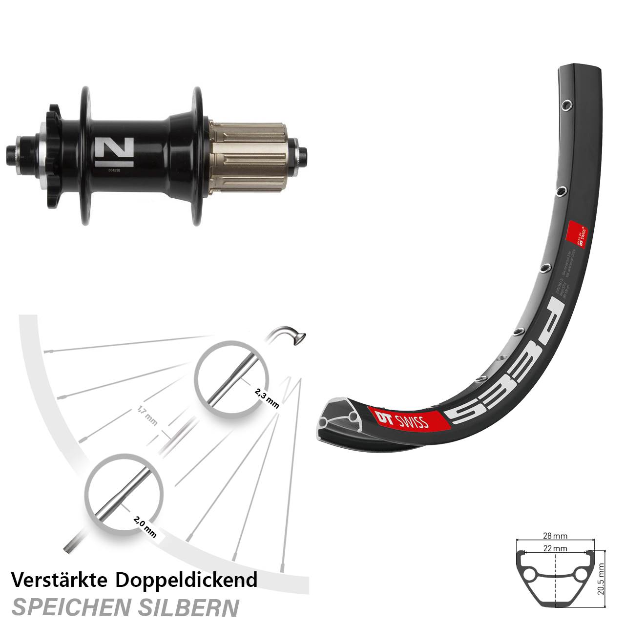 Disc Laufrad 26 Zoll DT Swiss 533 D Novatec D042 8-11 fach HG für Schnellspanner