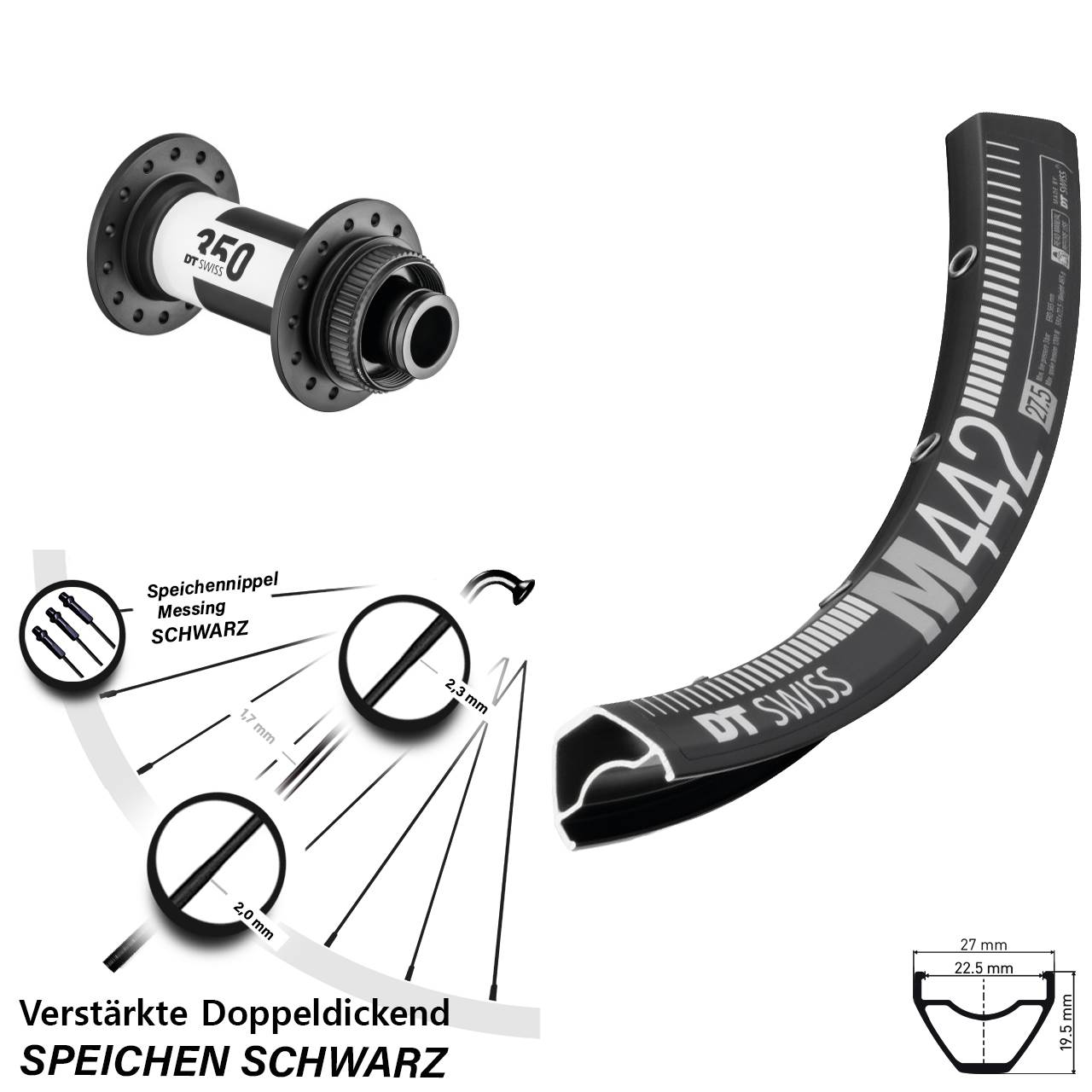 Disc Laufrad 28 Zoll DT Swiss M 442-350 15x100