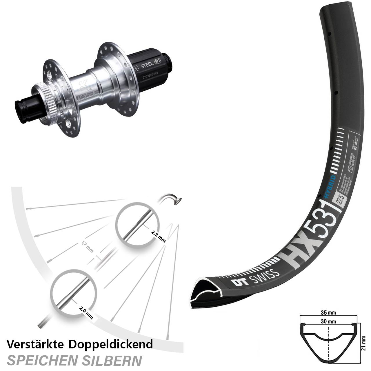Disc Laufrad 12x142 27,5 Zoll DT Swiss HX 531 KX-E 8-12 fach