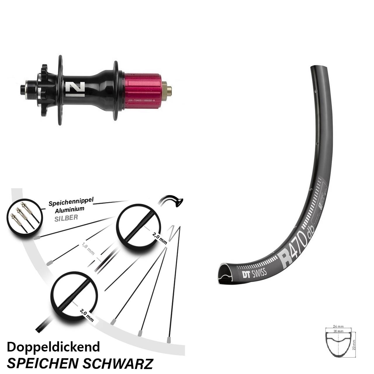 28 Zoll Gravel-Laufrad DT Swiss R 470 mit Novatec D792SB 6-Loch Nabe 8-12 fach
