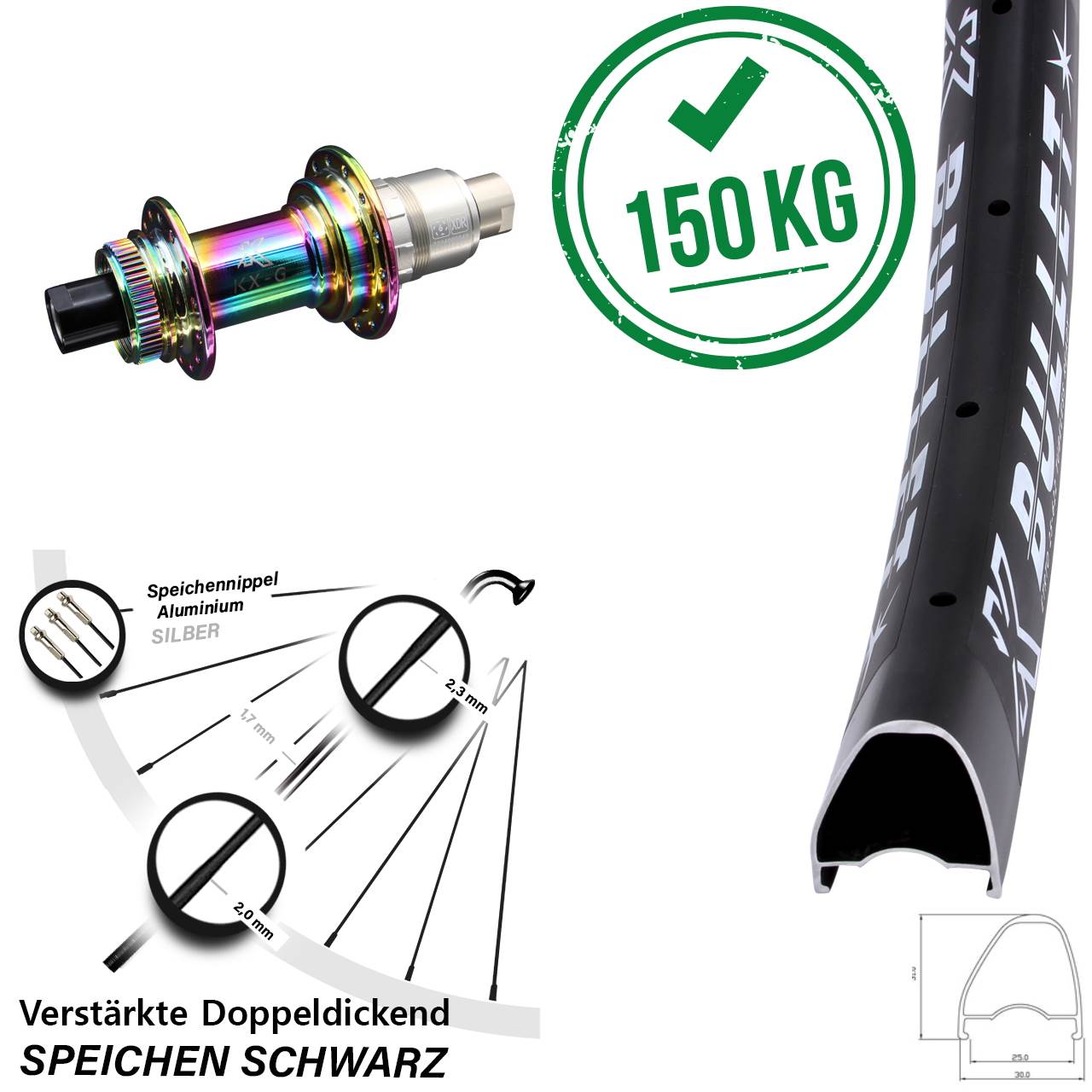 Disc Hinterrad 12x142 29 Zoll KX-G Bullet OS Oilslick SRAM XDR