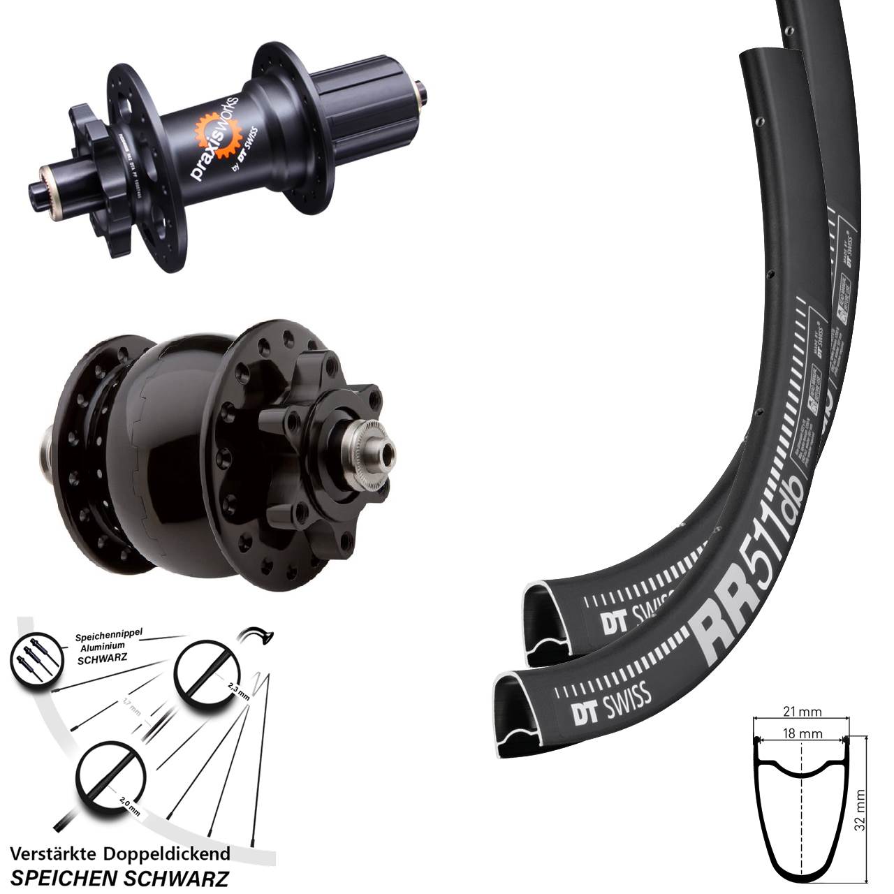 DT Swiss RR511 350 SON 28 Zoll Disc Laufradsatz für Schnellspanner 8-11 fach HG