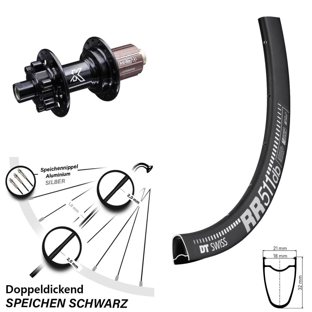 28 Zoll Hinterrad DT Swiss RR 511 KX-M 8-12 fach 12x142
