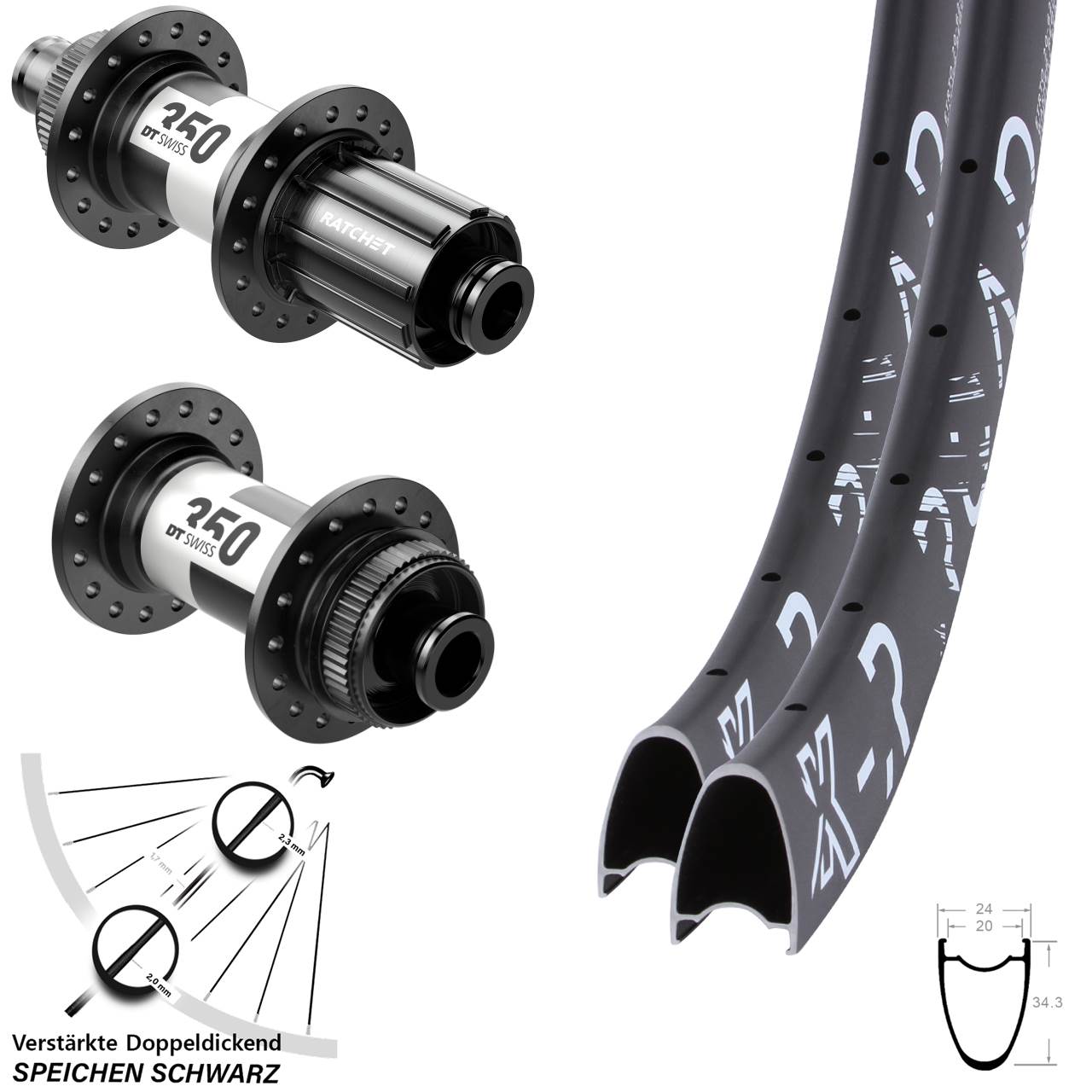 KX-R Road DT Swiss 350 29 Zoll Laufradsatz Centerlock 12x100/142 11-12 fach