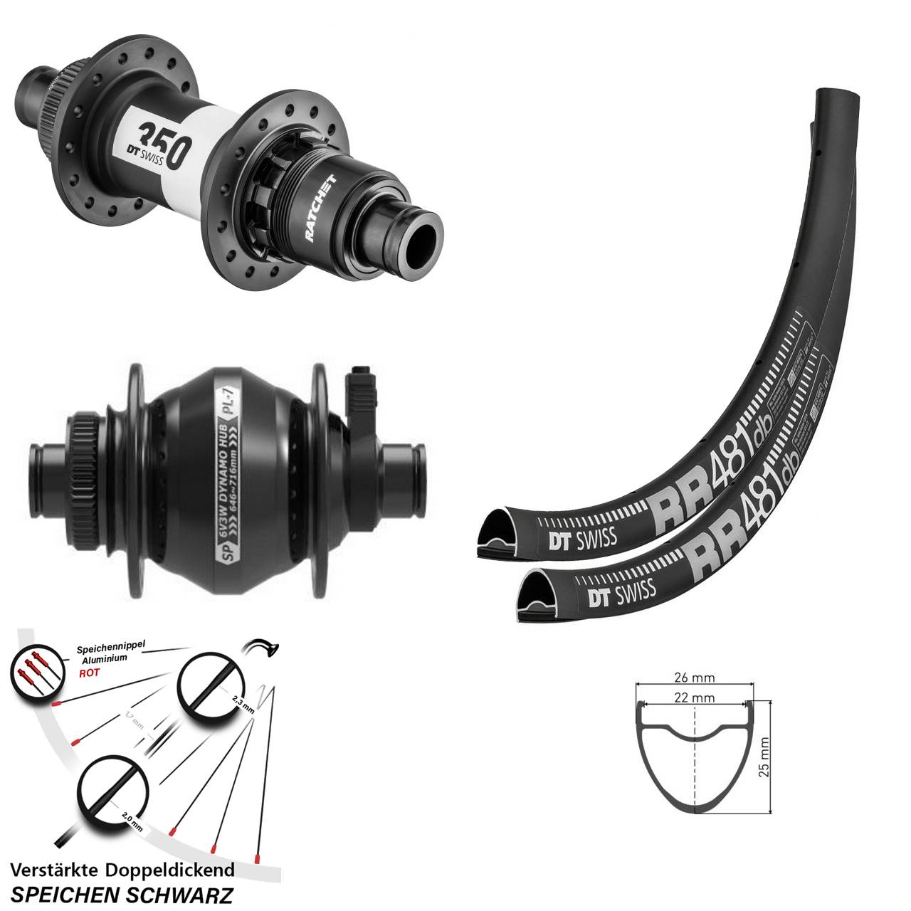 Disc Laufradsatz 28 Zoll DT Swiss RR481-350 Shutter PL-7 XDR 11-12 fach 12x100/142
