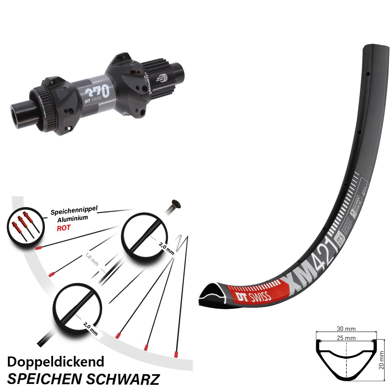 Disc Hinterrad 12x148 29 Zoll DT Swiss XM421 370 Shimano Micro Spline
