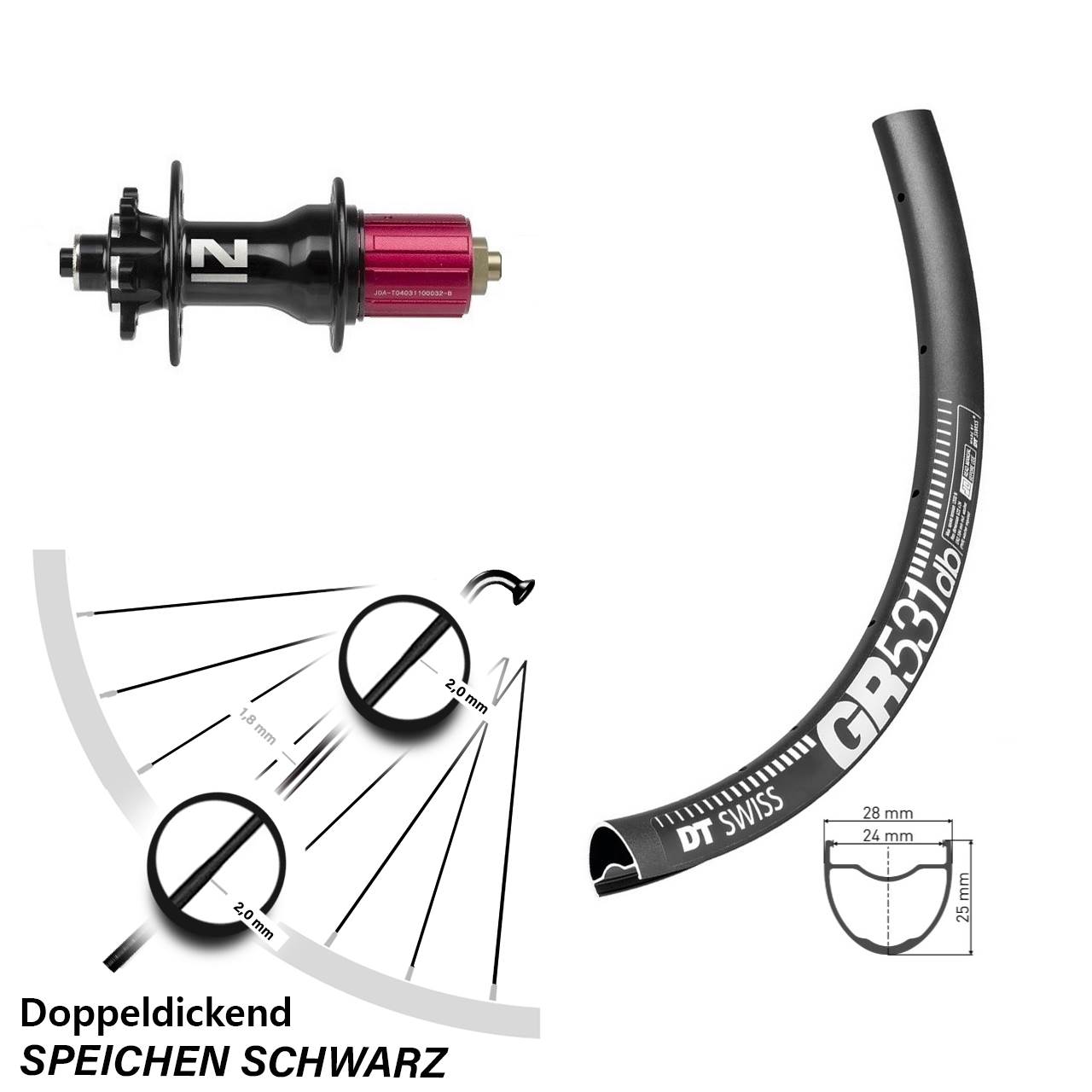 6-Loch Hinterrad 27,5 Zoll DT Swiss GR 531 Novatec Superlight 8-12 fach QR