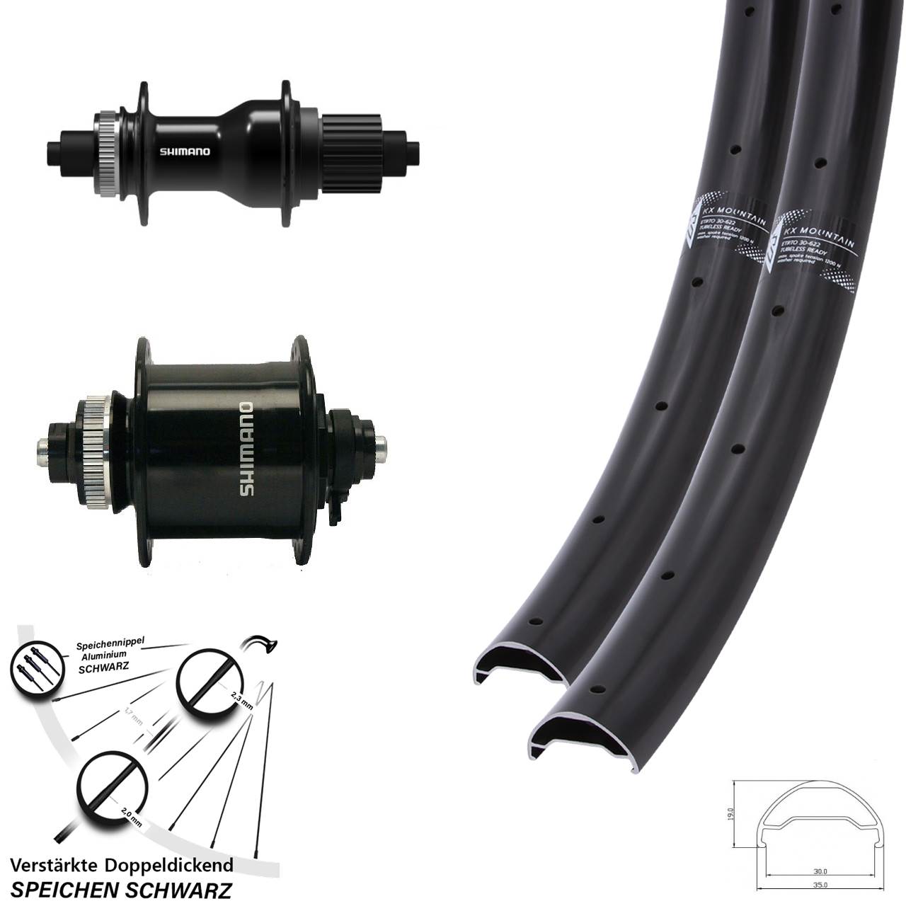 Centerlock Laufradsatz QR 29 Zoll KX Mountain TR Shimano DH-UR700-3D FH-QC500 Micro Spline