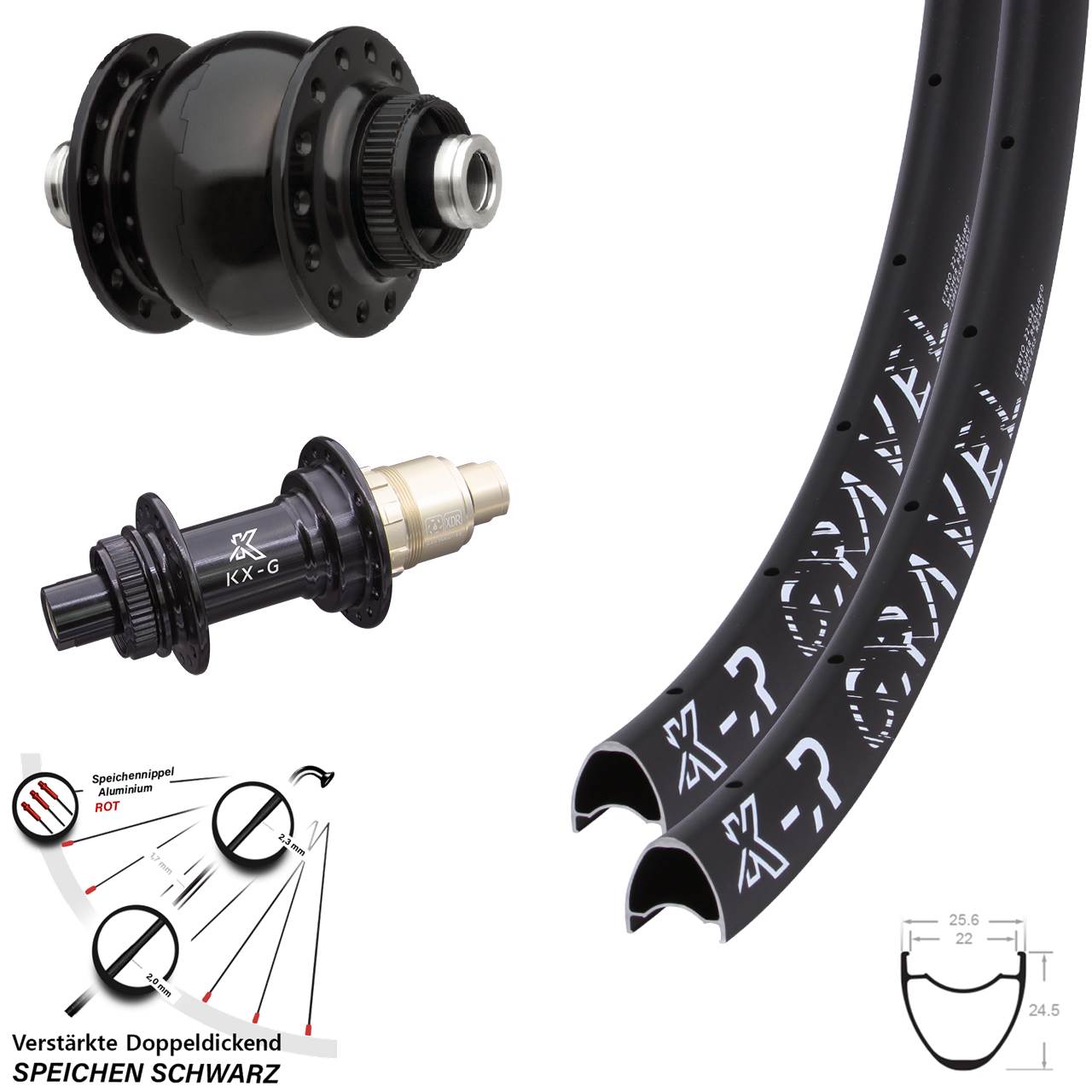 Disc Laufrad-Satz 28 Zoll KXR-G Gravel SON delux XDR 12x100/142