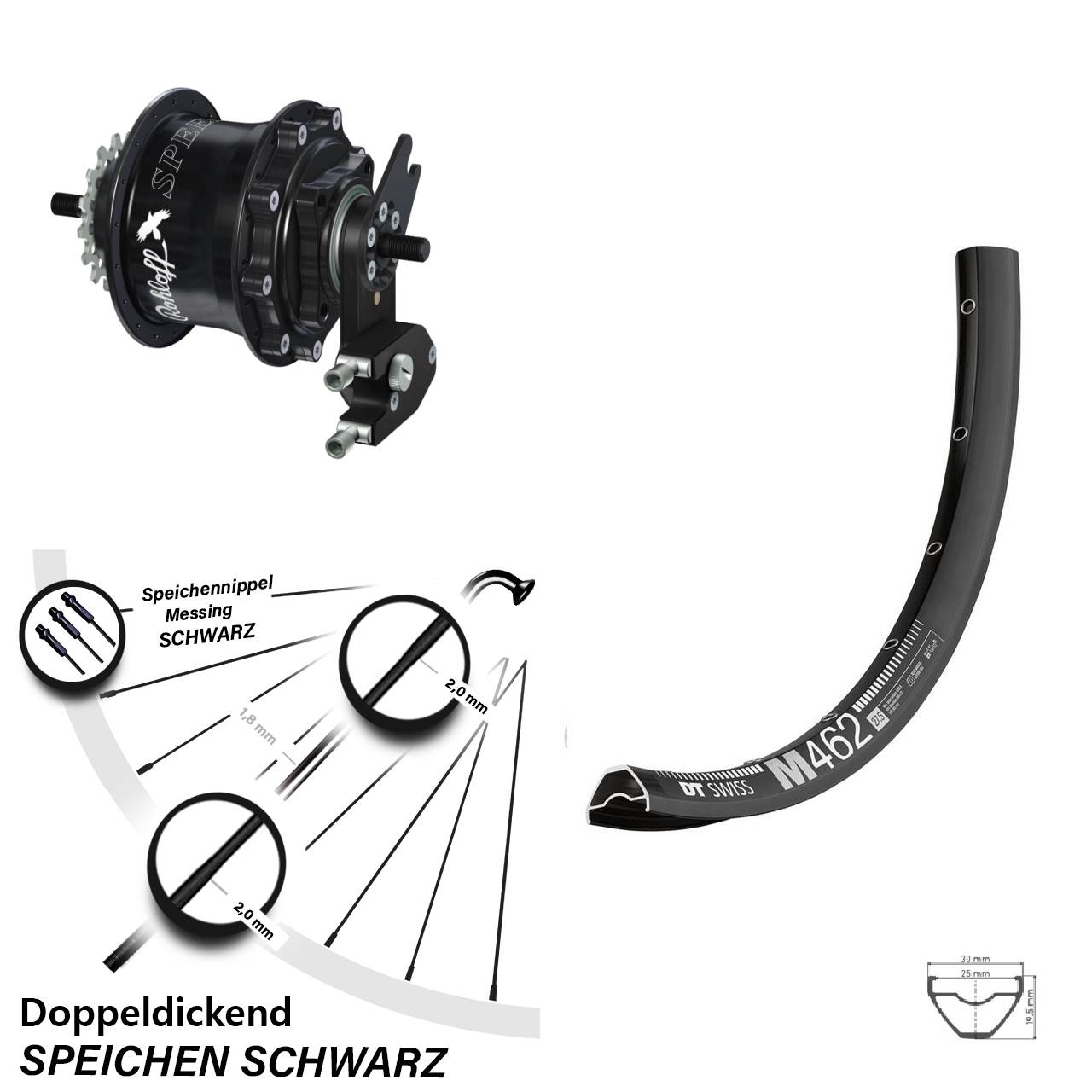 Hinterrad 27,5 Zoll DT Swiss M 462 Disc Rohloff Speedhub 500/14 TS DB OEM2 schwarz