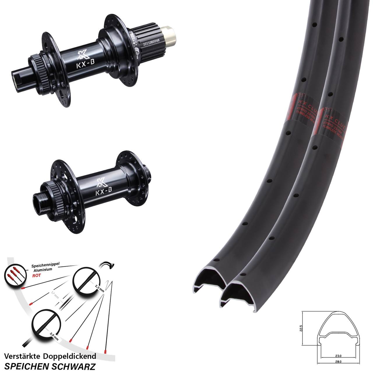 KX-B Clue 28-29 Zoll Centerlock Laufradsatz 12x110/148 Boost Shimano Micro Spline