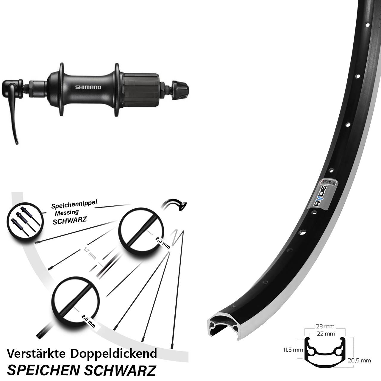 Hinterrad QR 650B Ryde Andra 35 Shimano FH-T3000 8-11 fach HG