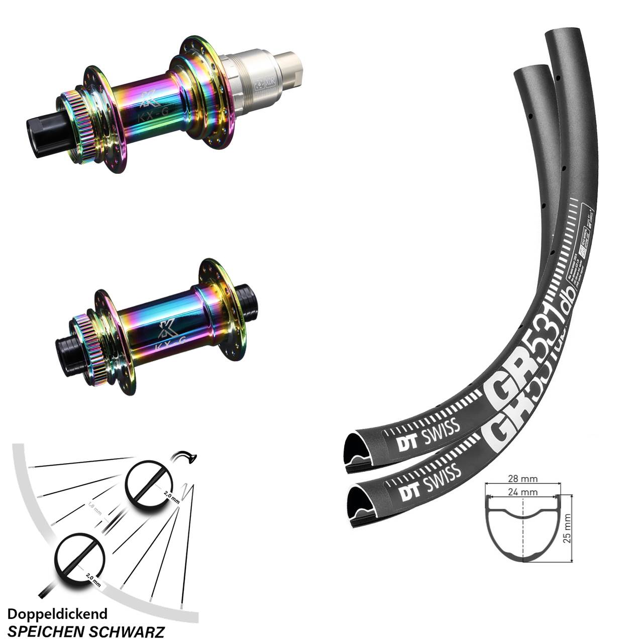 DT Swiss Gr 531 Laufradsatz Centerlock KX-Gravel Oilslick Sram XDR Steckachse 12-fach