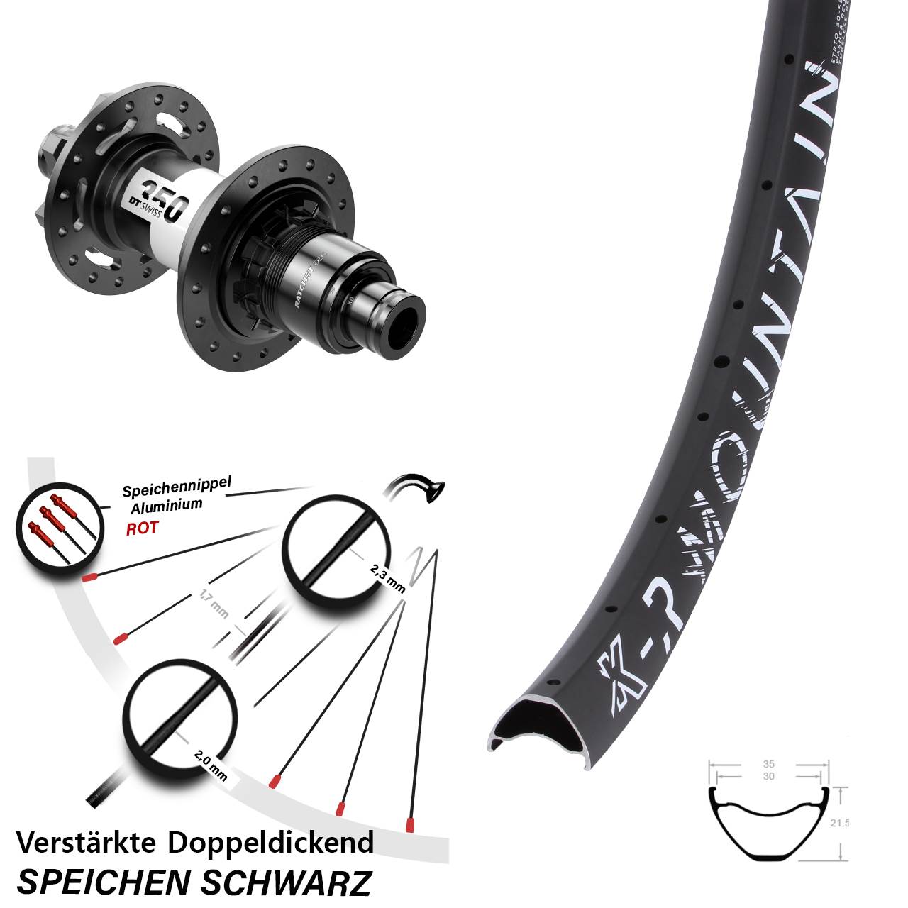 KX-R Mountain DT Swiss 350 DEG72 27,5 Zoll Disc Hinterrad 12x148 XD 11-12 fach