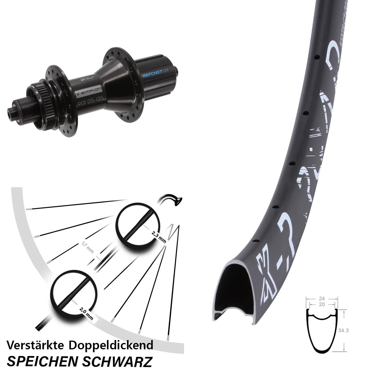 28 Zoll KX-R Road DT Swiss 370 Hybrid Centerlock Hinterrad für Schnellspanner 8-11 fach