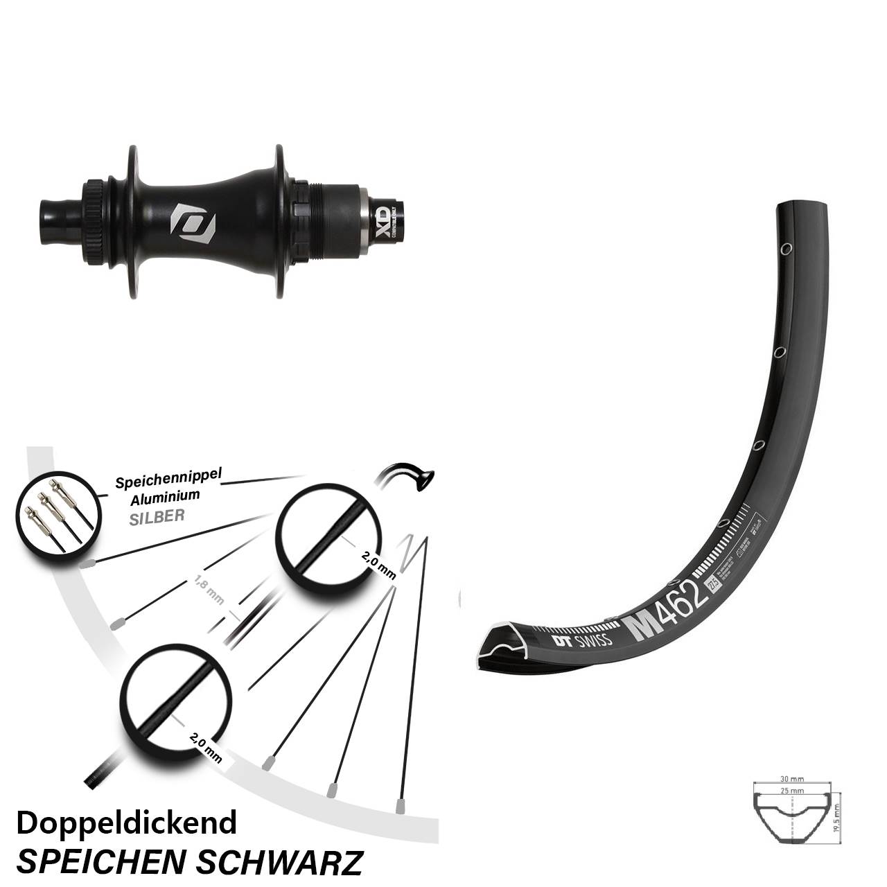 27,5 Zoll DT Swiss M 462 Hinterrad Syncros XD Centerlock 12x148
