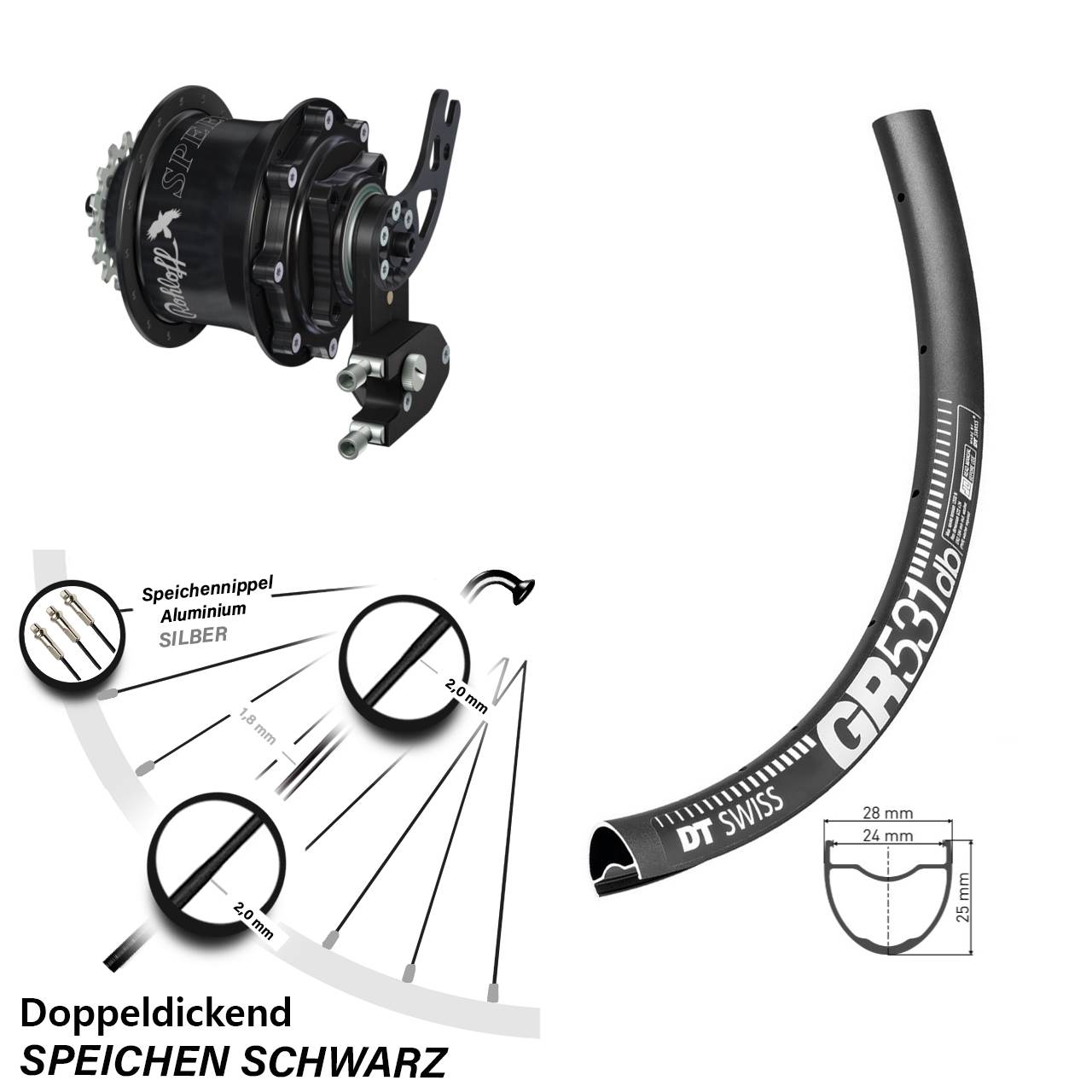 Disc Hinterrrad 28 Zoll DT Swiss GR 531 Rohloff Speedhub CC DB PM