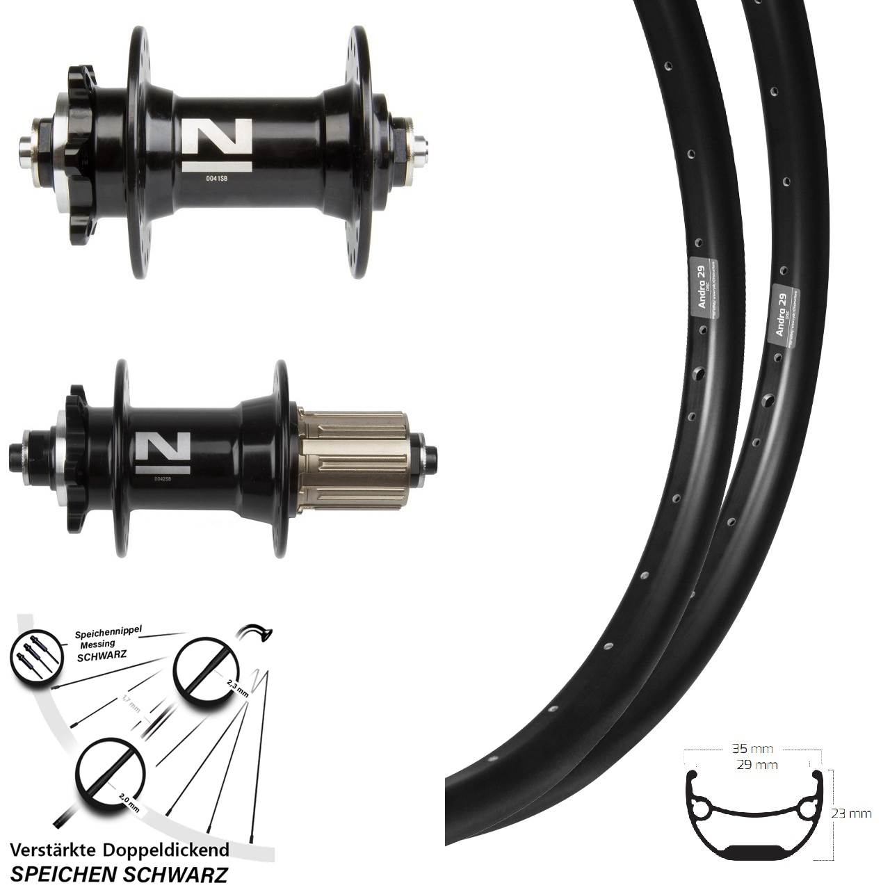 Disc Laufradsatz Ryde Andra 29 Zoll Novatec D041 D042 8-11 fach QR