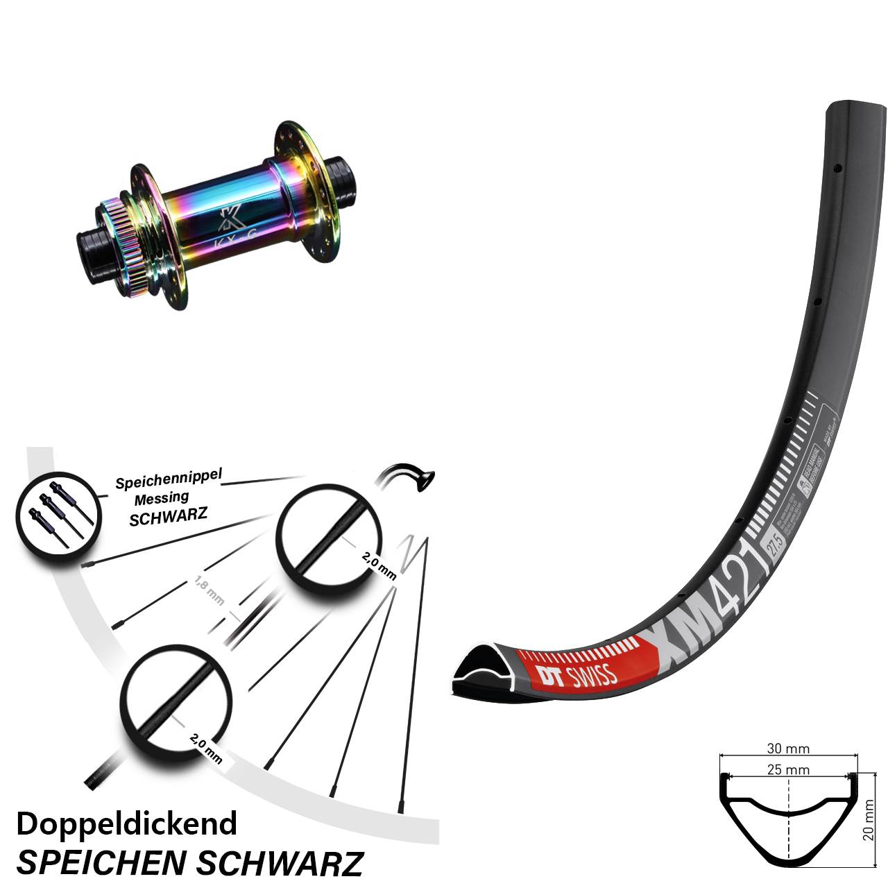 DT Swiss XM 421 KX-G Oilslick 650B Centerlock Vorderrad 12x100