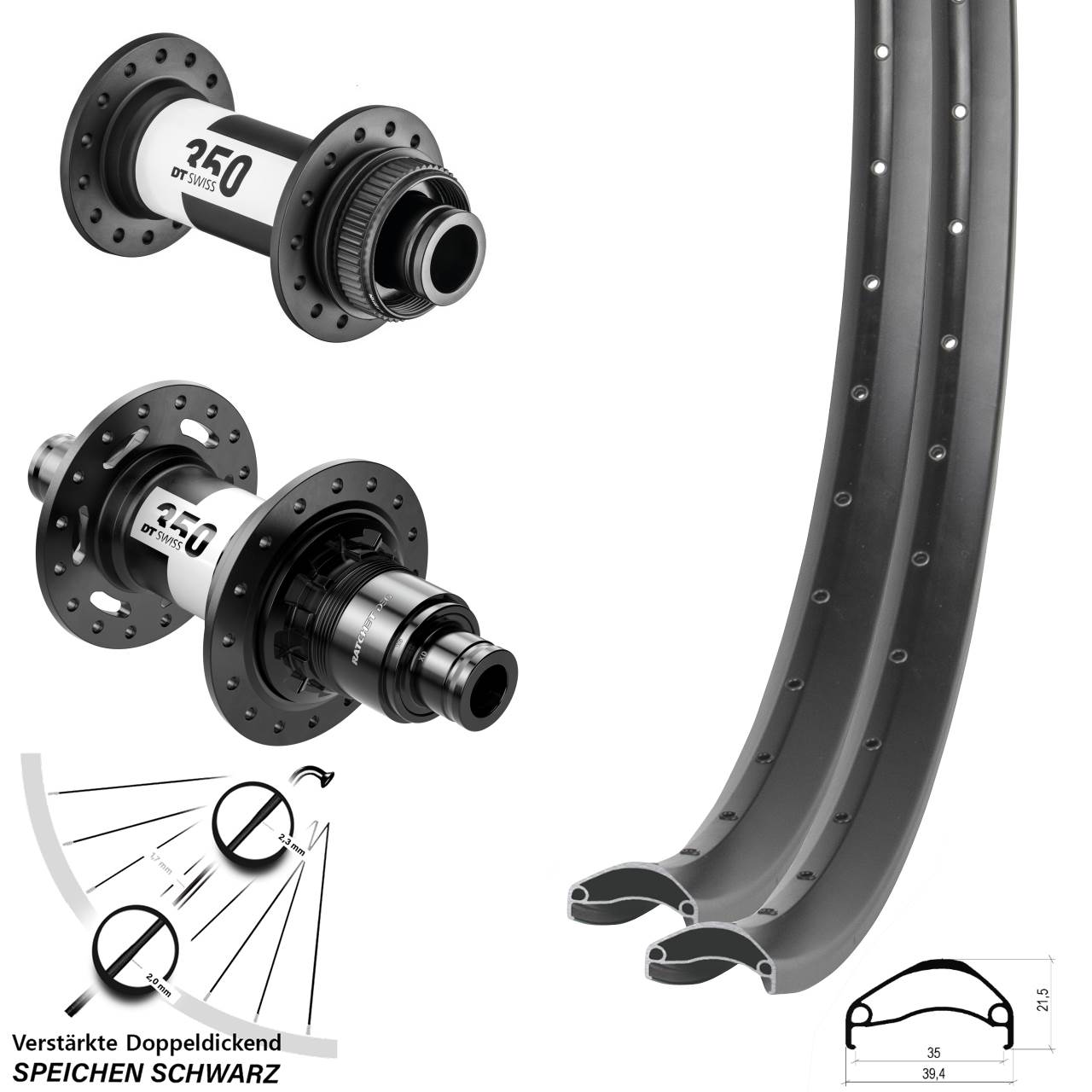 Disc Laufrad-Satz 29 Zoll Ambrosio E35 DT Swiss 350 DEG 72 SRAM XD 15x110 12x148